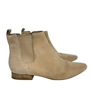 Michael Kors Tan Nude Suede Chelsea Ankle Boots Slip On Pointed Toe Size 7